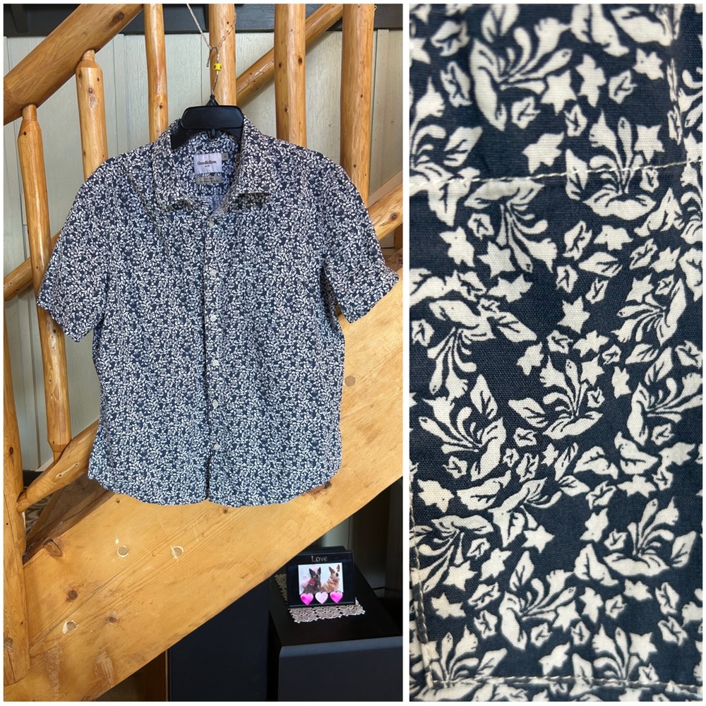 Unisex Floral Leaf Patterned Men's Casual Shirt XL Slim fit